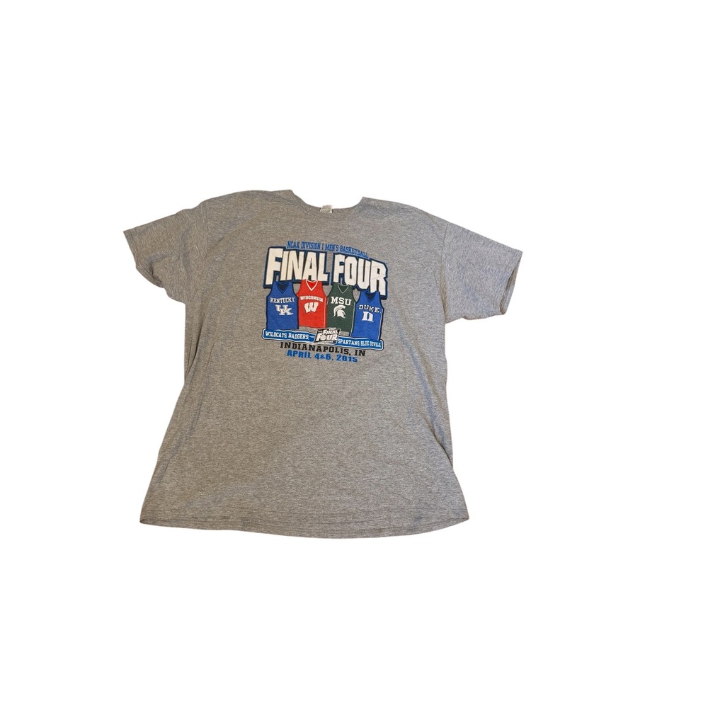 NCAA 2015 Final Four Indianapolis Mens‎ T-Shirt Gray 2XL Kentucky Duke MSU Wisc